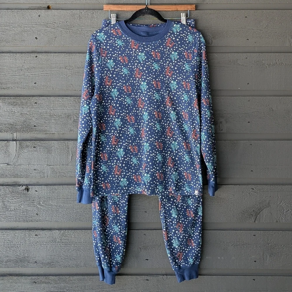 Pact Hibernation Navy Blue Snowy Trees Pajama Set Size Medium